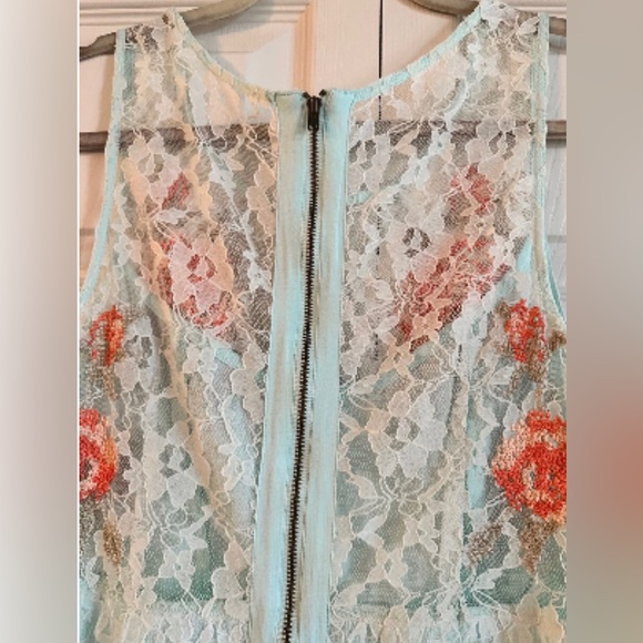 Free People Lace Mint Green Orange Embroidery - Picture 5 of 5